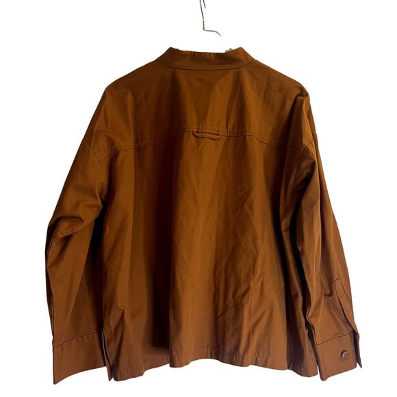 Eileen Fisher Musk Yellow Organic Cotton Mandarin Collar Jacket size Large - Picture 5 of 7